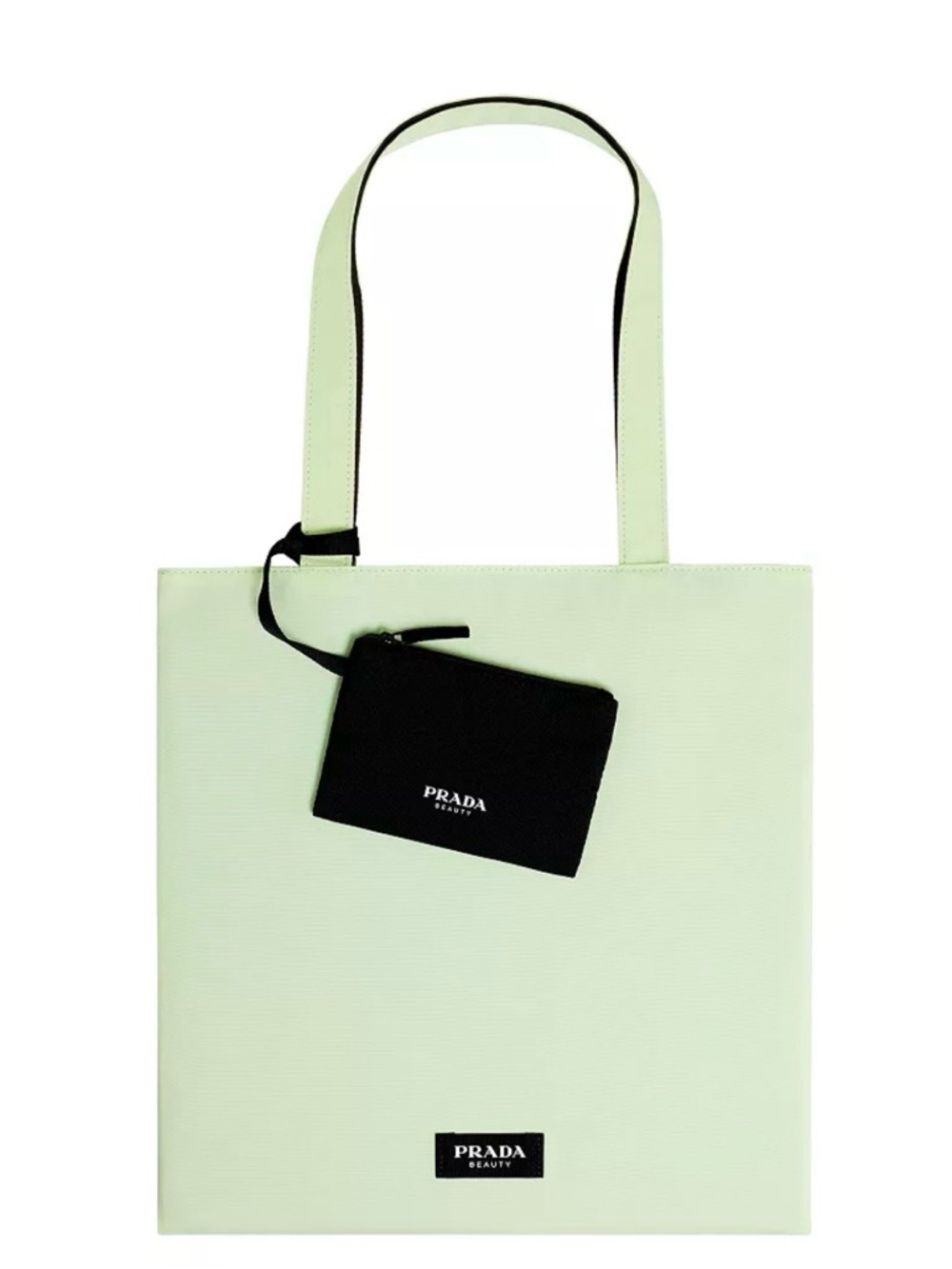 Authentic Prada Beauty Shoulder Tote Bag 15x14 Green VERY RARE Fully Lined VIP